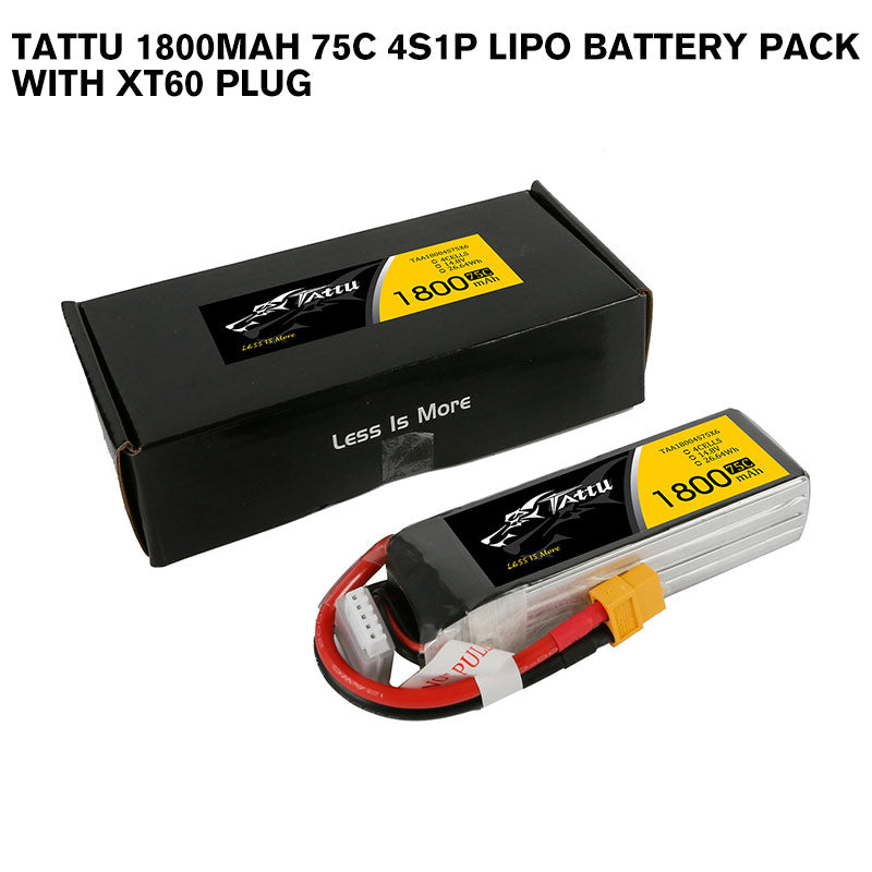 Tattu 1800mAh 75C 4S1P Lipo Battery Pack With XT60 Plug Tattu 1800mAh 75C 4S1P Lipo Battery Pack With XT60 Plug